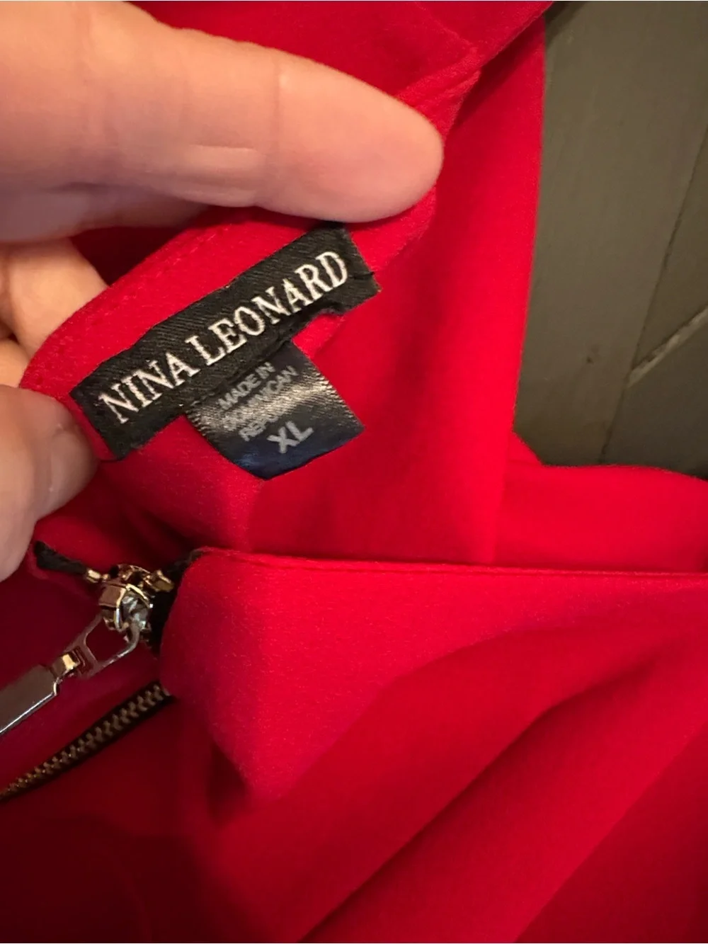 Nina Leonard Red Bow-Front Mini Dress
